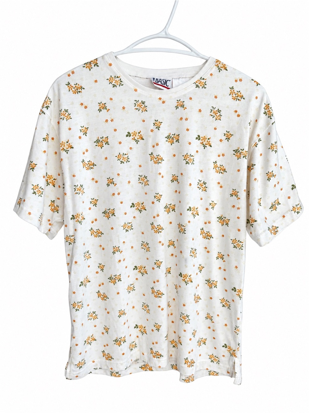 Vintage Basic Floral Ditsy Print T-Shirt Women’s Medium Cottagecore 90s Style